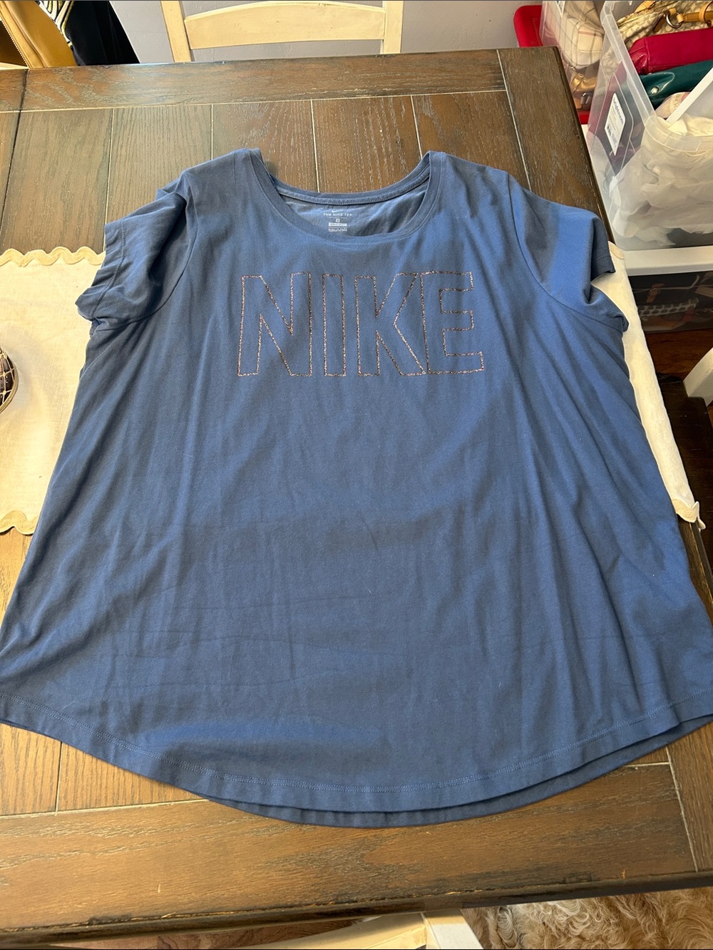 Nike Navy Blue Short Sleeve Logo Tee